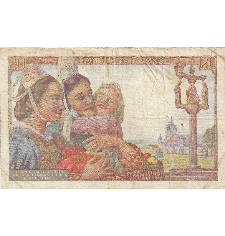 Francia 20 Francos 1942 Pick 100a (NO UNC)